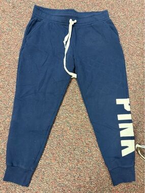 PINK Victoria's Secret Navy Sweatpant Joggers with White Logo